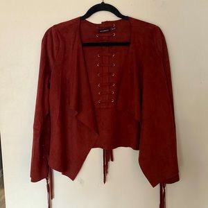 Maroon Suede Cardigan